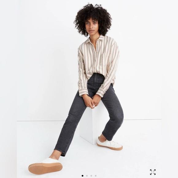 Madewell Flannel Sunday Shirt in Claxton Stripe - size small. B3 - Picture 1 of 8